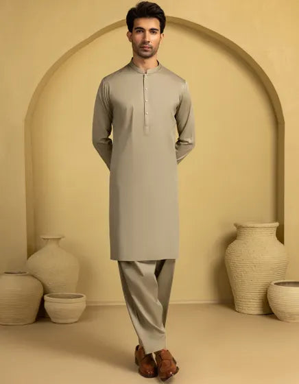 BEIGE COTTON CASUAL KAMEEZ SHALWAR