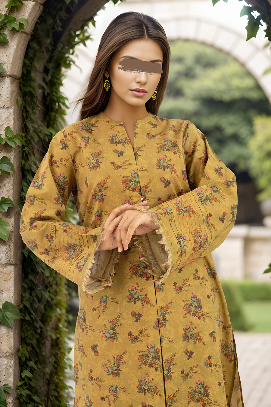 Printed Cambric Stitched Shirt
