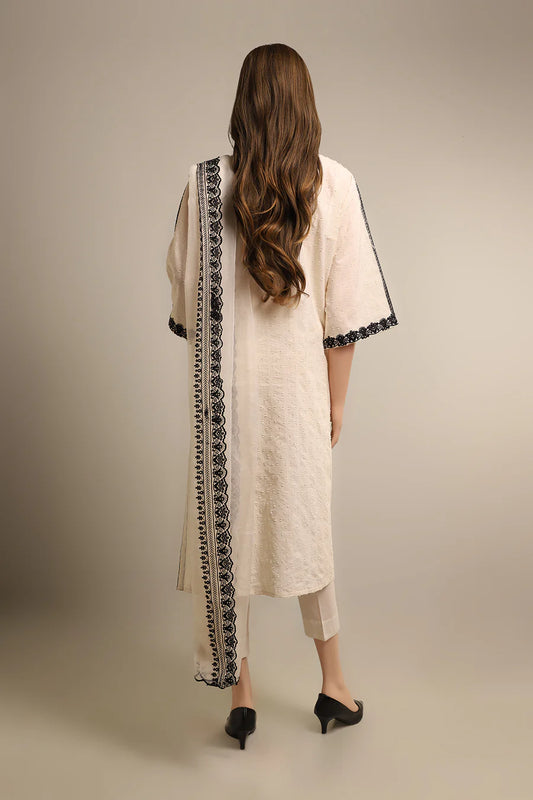 Unstitched Embroidered Self Jacquard 3 Piece