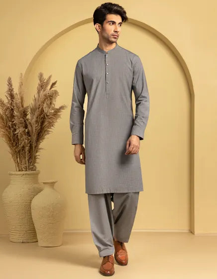 GREY BLENDED CASUAL KAMEEZ SHALWAR