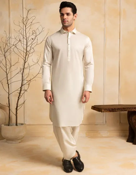 WHITE COTTON CASUAL KAMEEZ SHALWAR