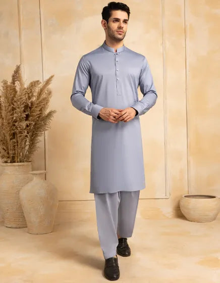 PERIWINKLE COTTON CASUAL KAMEEZ SHALWAR