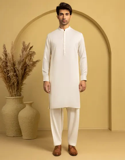 OFF WHITE BLENDED CASUAL KAMEEZ SHALWAR