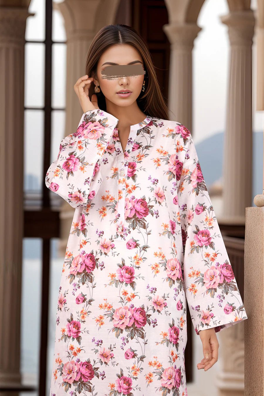 Printed Cambric Stitched Shirt
