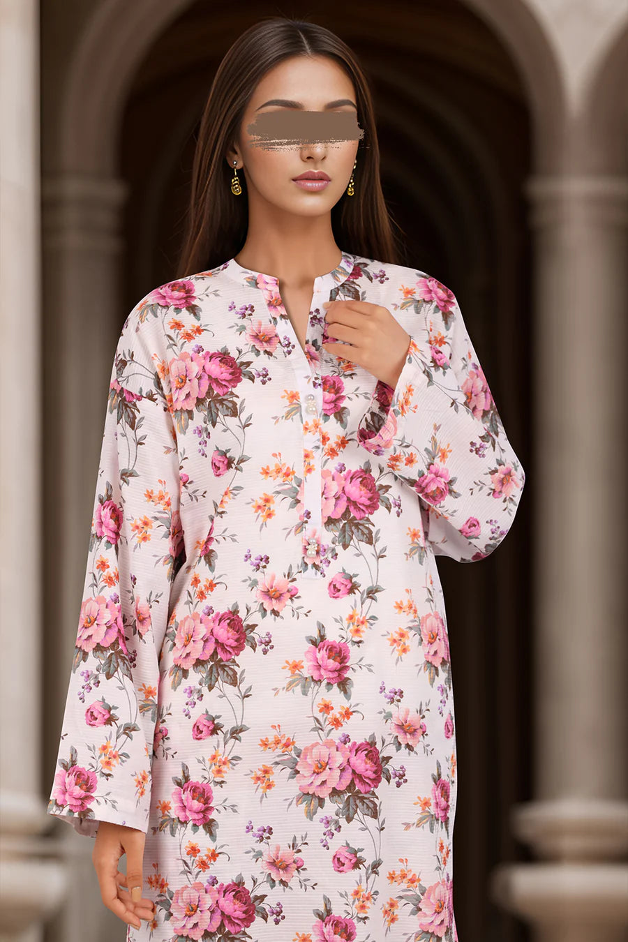 Printed Cambric Stitched Shirt